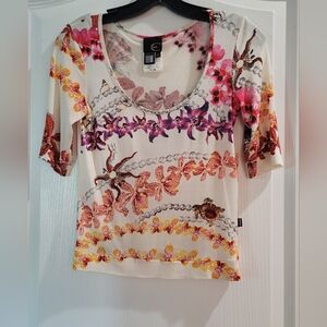 Robert Cavalli Multicolor Top - Low Cut Front, XS